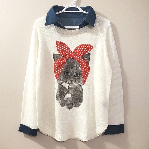 Ness - Cat sweater with denim cuffs - Size L - Picture 10 of 10